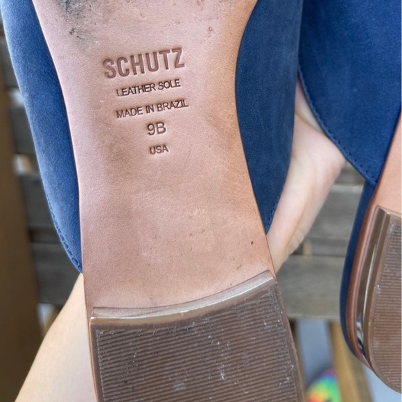 SCHUTZ || Navy Nubuck Flats w Blue Leaf || Size 9 - Picture 5 of 6